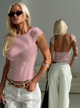 Drives Me Crazy Backless Top Red Stripe