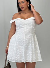 Rosebud Broderie Off The Shoulder Mini Dress White Curve