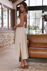 Peaceful Days Midi Dress Beige