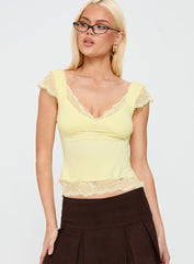 Pillowtalk Lace Detail Top Yellow