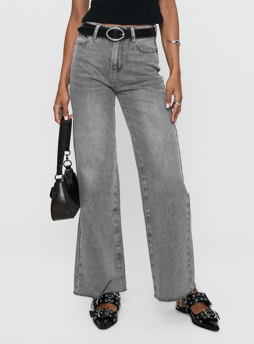 Henesey High Rise Straight Leg Jeans Washed Grey