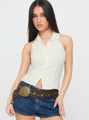 Projecting Button Up Top Ivory
