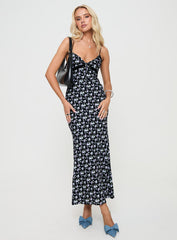 Emily Maxi Dress Black / Floral