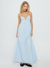 Avelyn Shirred Maxi Dress Blue Stripe