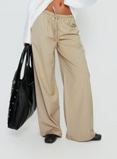 Ketrina Tie Waist Pants Beige Plaid