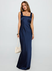 Dasha Satin Maxi Dress Navy