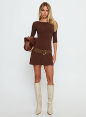 Silver Lake 3/4 Sleeve Mini Dress Chocolate
