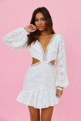 Bloomed Hibiscus Dress White