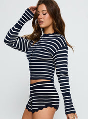 Head In The Clouds Cardigan Navy Stripe