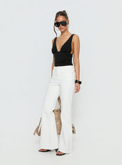 Magic Mirror Mid Rise Bootleg Jeans Ecru