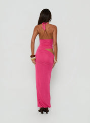 Imeraldia Hardware Halter Maxi Dress Guava
