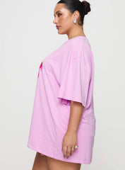Hibiscus Haven Oversized Tee Pink Curve