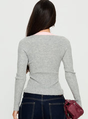 Vanita V Neck Long Sleeve Top Grey / Pink