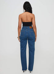 Kalinda High Rise Straight Leg Jeans Mid Blue