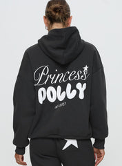 Princess Polly Hooded Sweatshirt Bubble Script Grey
