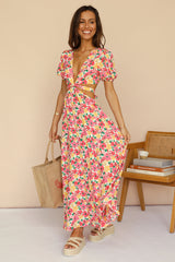 Peach Bouquet Maxi Dress