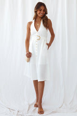 Turn To The Wind Midi Dress White