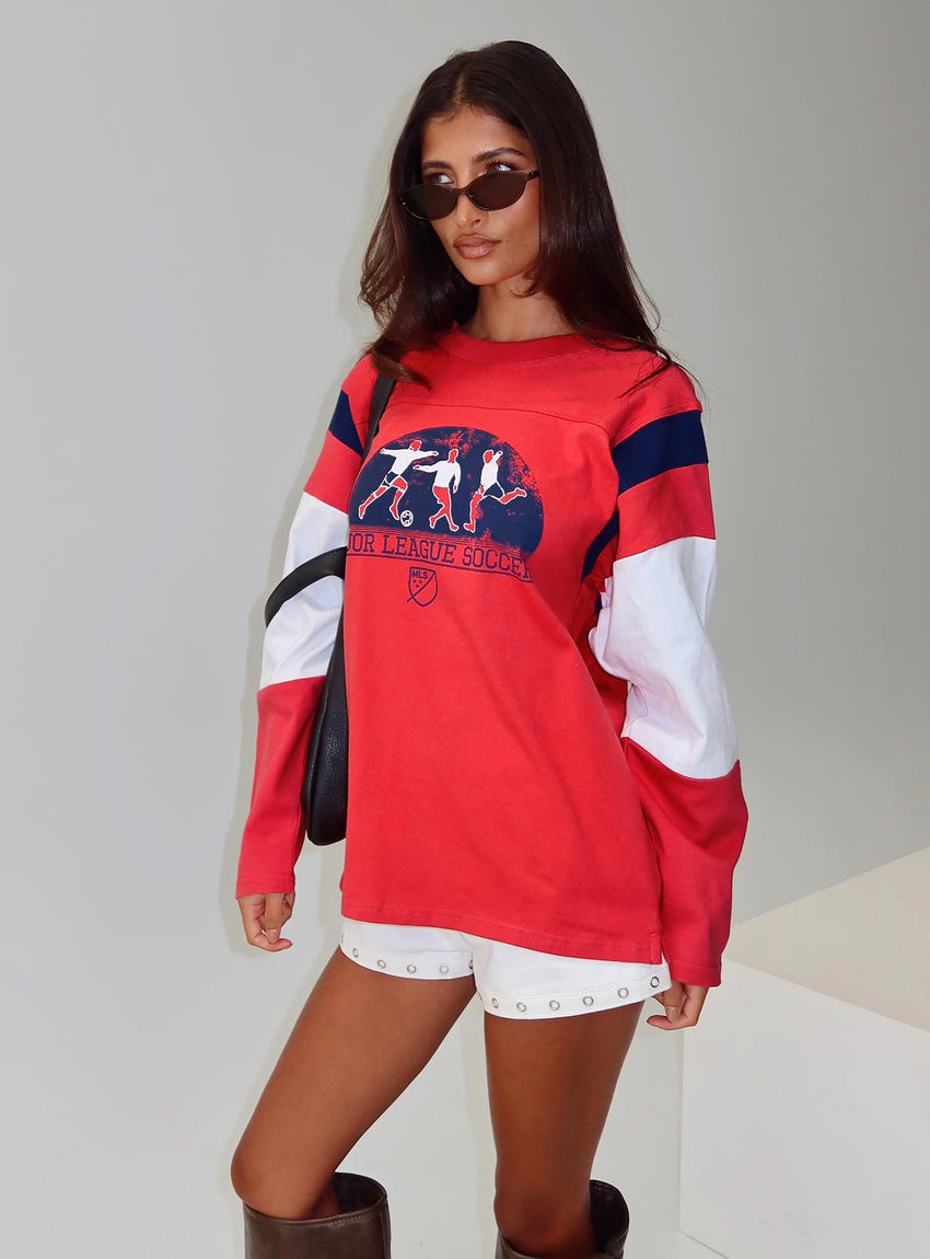 MLS 96 Retro Oversized Long Sleeve Top Red