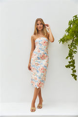 Island Dreams Strapless Midi Dress Peach