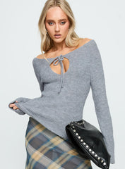 Luxie Tie Detail Knit Sweater Grey