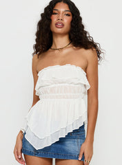 Ginnilee Strapless Frill Top White