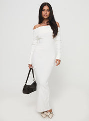 Celestara Long Sleeve Off Shoulder Maxi Dress White