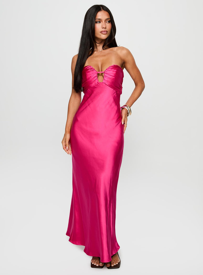 Cyprian Strapless Maxi Dress Hot Pink