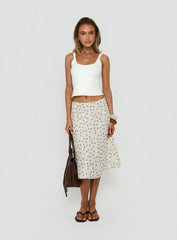 Olila Sequin Midi Skirt White Polka Dot