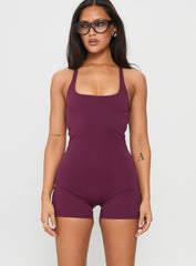 Run The Play Active Romper Plum