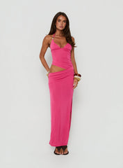 Imeraldia Hardware Halter Maxi Dress Guava
