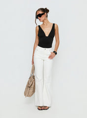 Magic Mirror Mid Rise Bootleg Jeans Ecru