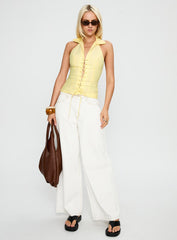 Dress You Up Tie Up Top Lemon Pinstripe