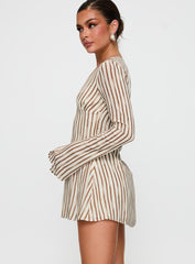 The Good Life Mini Dress Brown / White Stripe