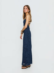 Ariadne Scoop Backless Maxi Dress Navy Burnout