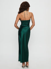 Fireproof Halter Maxi Dress Forest Green