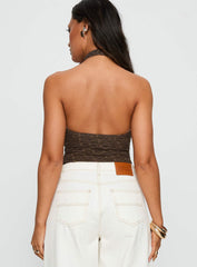 Libbey Hardware Detail Textured Bodysuit Brown