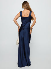 Dasha Satin Maxi Dress Navy