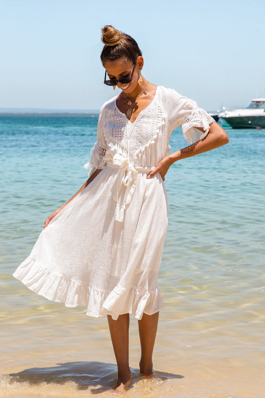 Hilight Midi Dress White
